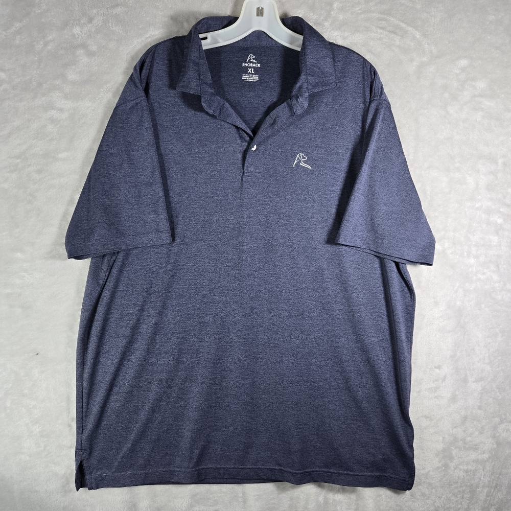 Rhoback Performance Polo Mens Size XL Extra Large Heather Blue Short Sleeve Golf